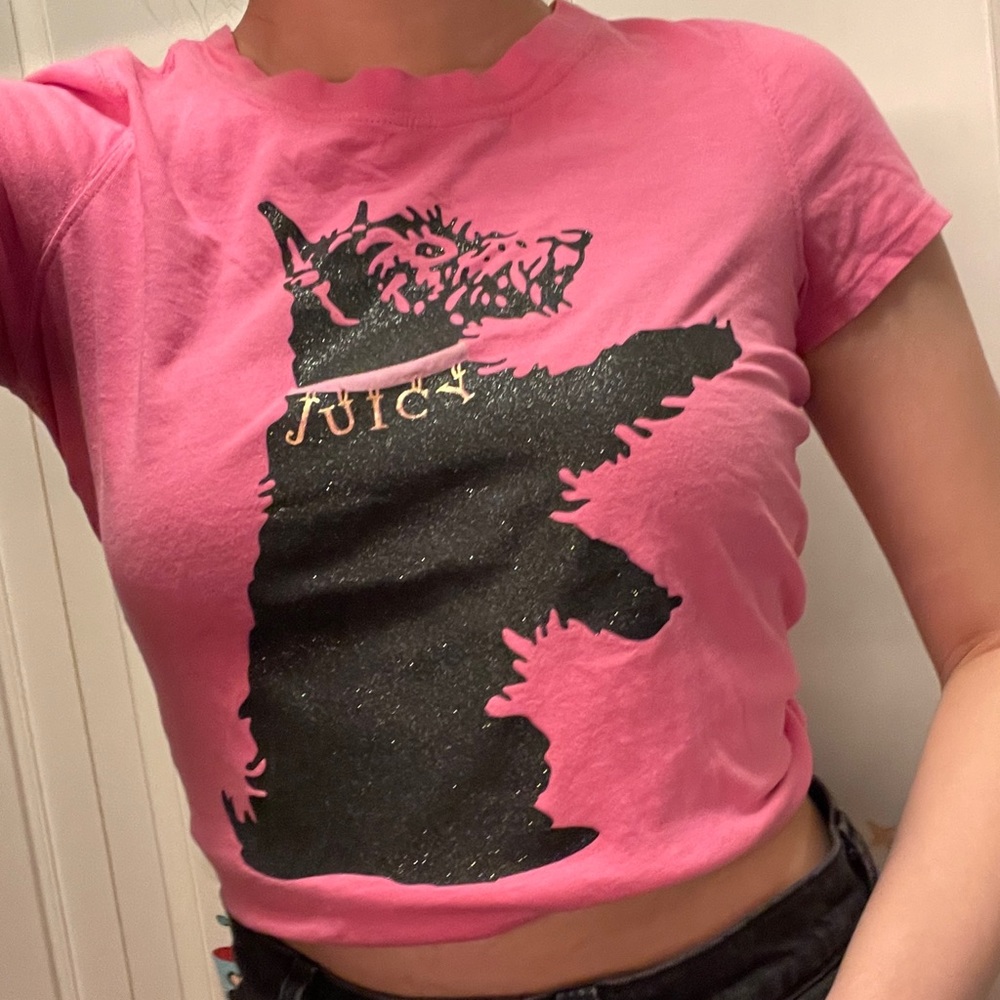 JUICY COUTURE ICONIC TERRIER PINK BABY TEE - Picture 7 of 7